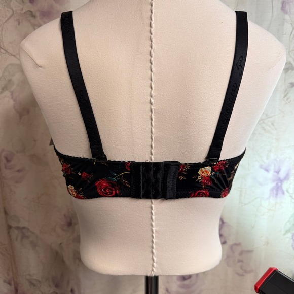 BINNYS Underwear Women Flower 38D Print floral black rose red lace - Picture 4 of 5